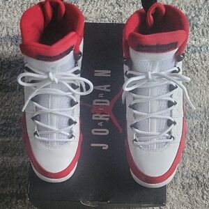 Jordan 9White and CherryRed High-Top Sneakers Worn 1x